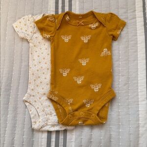 Carter's Mustard Bee Pattern Bodysuit/Onesie